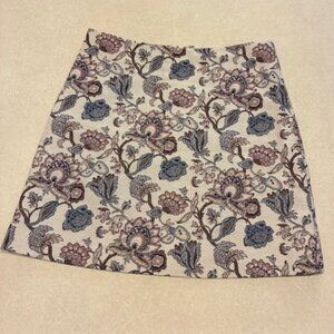 Loft Outlet Women's Tapestry Floral Lined Pencil Cotton Blend Skirt Size 12
